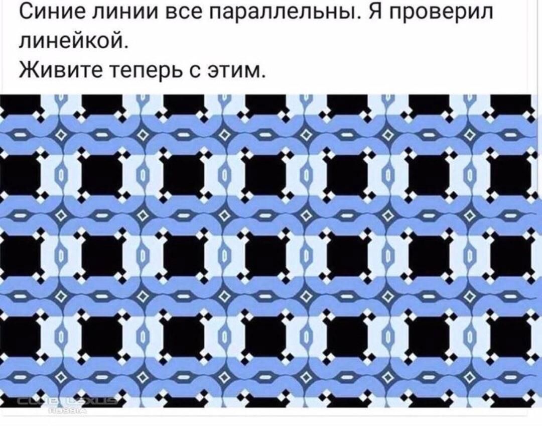 Синие линии все параллельны Я проверил линейкой Живите теперь с этим