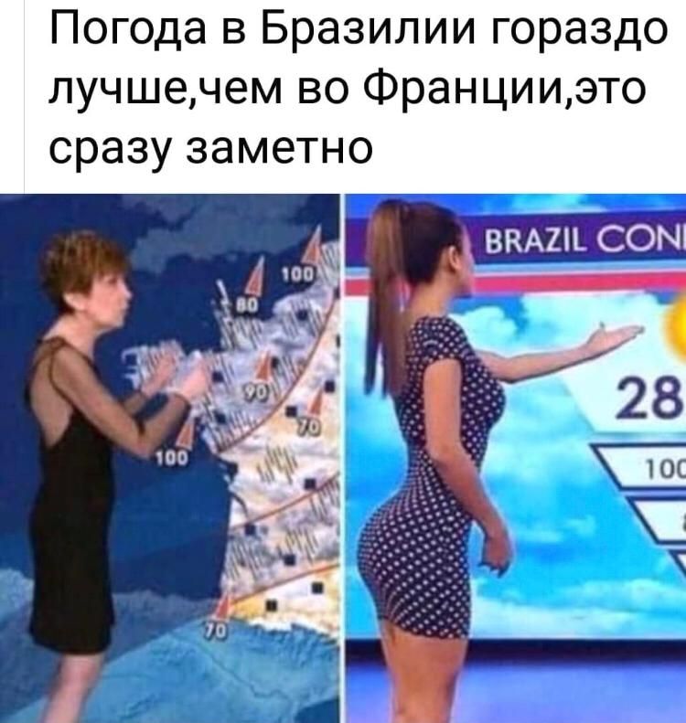 Погода в Бразилии гораздо лучшечем во Францииэто сразу заметно
