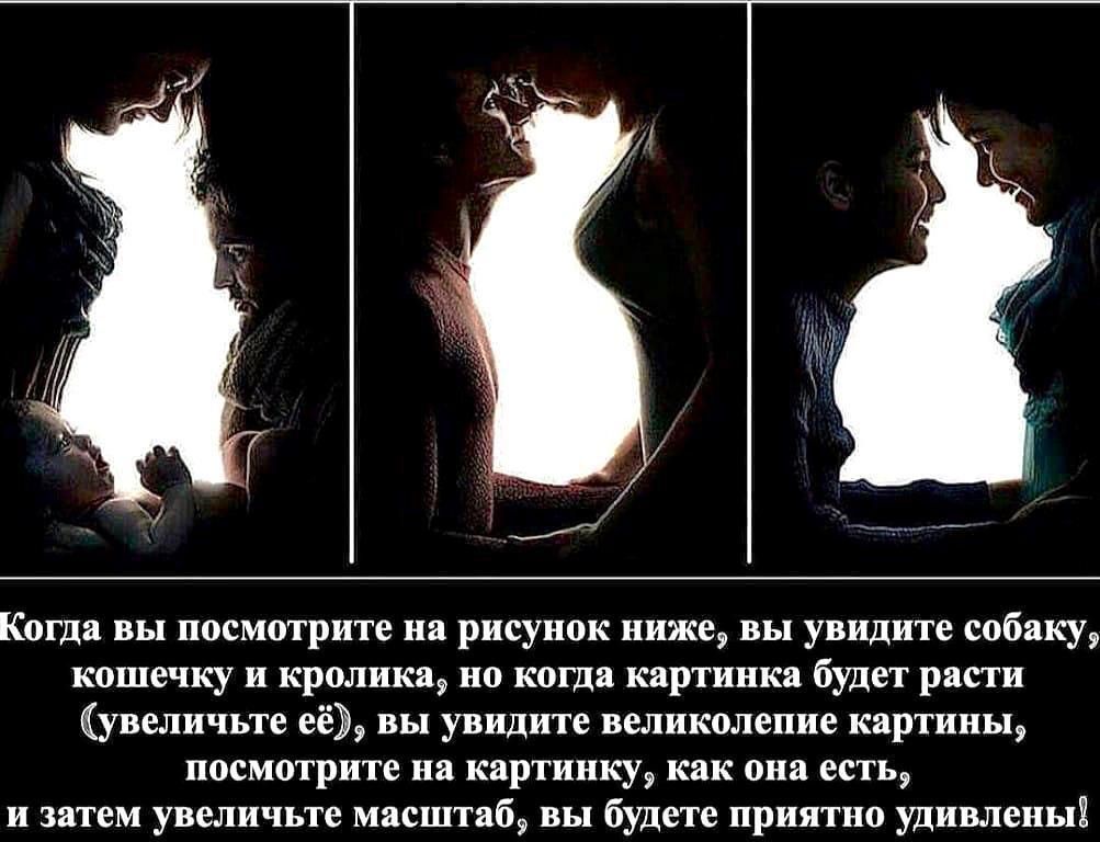 Когда вы посмотрите на рисунок ниже вы увидите собаку кошечку и кролика9 но когда картинка будет расти увеличьте её вы увидите великолепие картины посмотрите на картинку как она есть и затем увеличьте масштаб9 вы будете приятно удивленыЁ