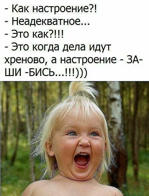 Как настроение Неадекватное Это как Это когда дела идут хреново а настроение ЗА ШИ БИСЬ