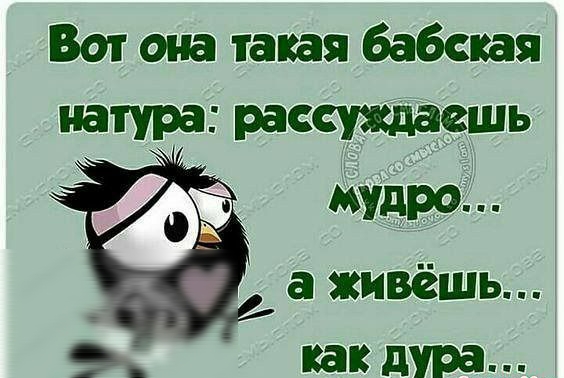 Вот она такая бабская натура рассуждать Ё мудро