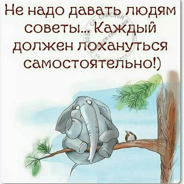 Не надо давать людям советы Каждыи должен лохднуться самостойтепЬно