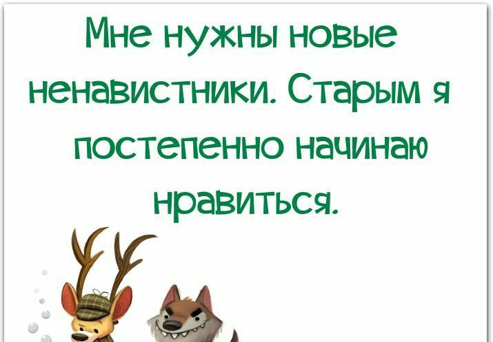 Мне нужны новые ненавистники Старым постепенно начинаю нравиться