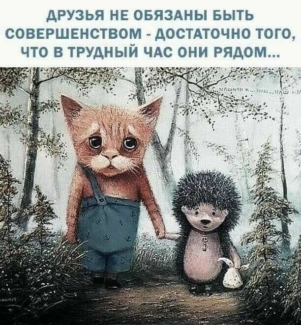 дРУЗЬЯ НЕ ОБЯЗАНЫ БЫТЬ СОВЕРШЕНСТВОМ ДОСТАТОЧНО ТОГО ЧТО В ТРУАНЫЙ ЧАС ОНИ РЯДОМ