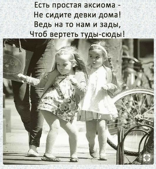 Есть простая аксиома Не сидите девки дома Ведь на то нам и зады Чтоб вгртеть т