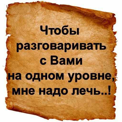 разговаривать с Вами _на одном уровне мне надо лечь