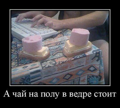 А чай на полу в ведре стоит