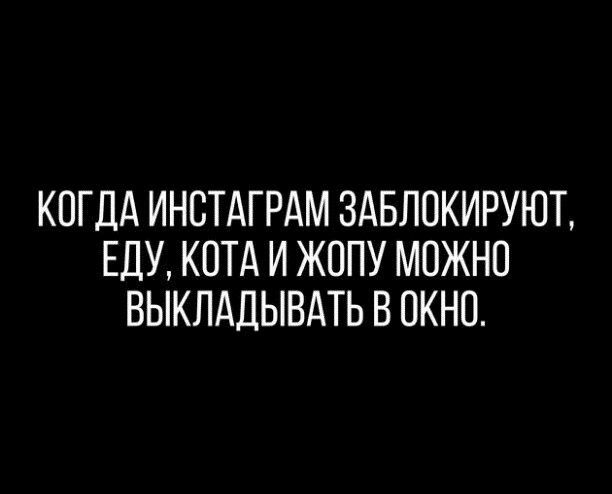 КОГДА ИНОТАГРАМ ЗАБЛОКИРУЮТ ЕДУ КОТА И ЖОПУ МОЖНО ВЫКЛАДЫВАТЬ В ОКНО
