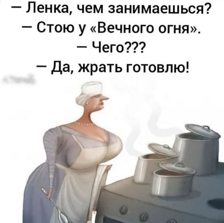 Ленка чем занимаешься Стою у Вечного огня Чего Да жрать готовлю