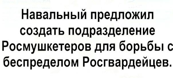 Навальный предложил создать подразделение Росмушкетеров для борьбы с беспределом Росгвардейцев