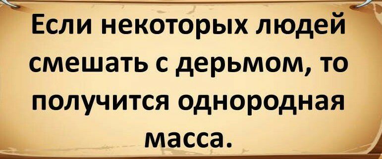 0 ЪЕСЛИ НЕКОТОРЫХ ЛЮДЕИ СМЕШЗТЬ С дерьмом ТО получится однородная Ьз масса