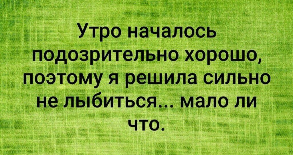 Утро началось подозрительно хорошо _ поЭТому я решила СИЛЬНО не лыбиТЬсяр мало ли что