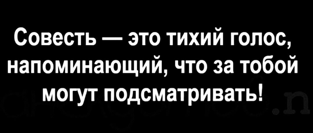 Совесть это тихий голос напоминающий что за тобой могут подсматривать