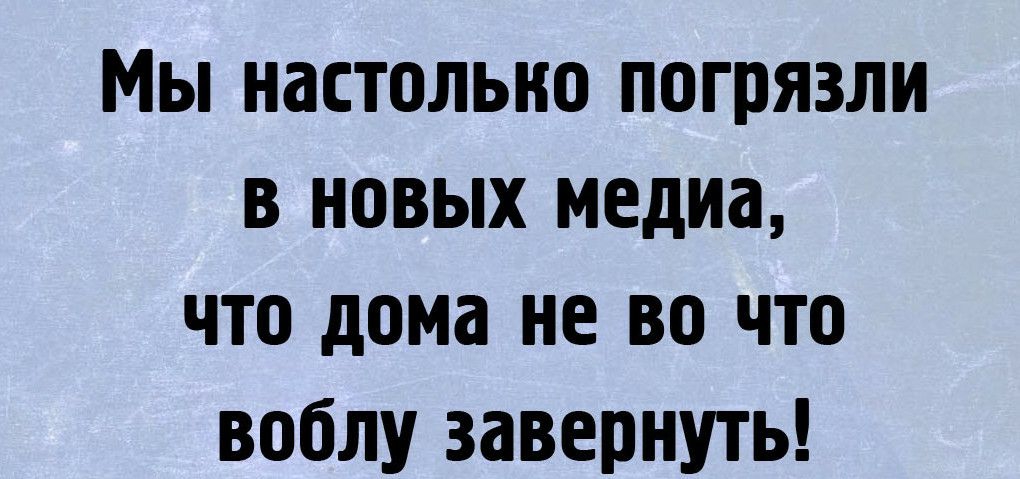 Мы настольно погрязли в новых медиа что дома не во что воблу завернуть