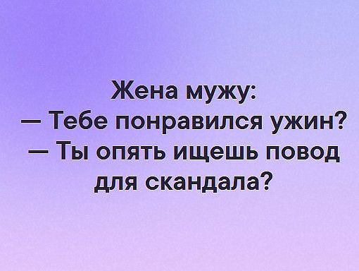 Жена мужу Тебе понравился ужин Ты опять ищешь повод для скандала