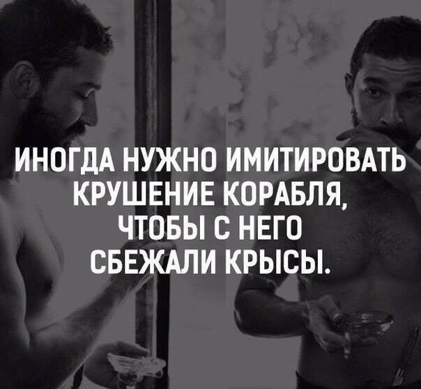 ИНОГДА НУЖНО ИМИТИРОВАТЬ КРУШЕНИЕ КОРАБЛЯ ЧТОБЫ С НЕГО СБЕЖАЛИ КРЫСЫ
