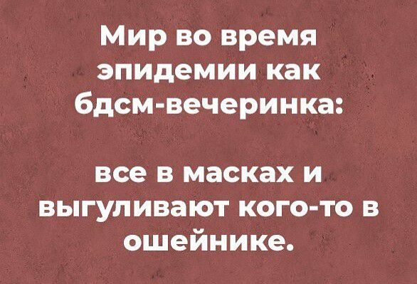 Мир во время эпидемии как бдсм вечеринка все в масках и выгуливают кого то в ошейнике