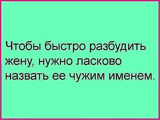 Чтобы быстро разбудить жену, нужно ласково назвать ее чужим именем.