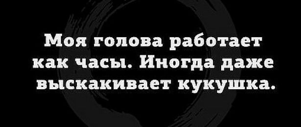 Моя голова работает как часы Иногда даже выскакивает кукушка