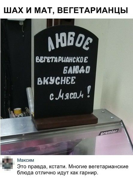 ШАХ И МАТ ВЕГЕТАРИАНЦЫ 503 штримскив ними 11 вкусны Максим Это правда кстати Многие вегетарианские блюда отлично идут как гарнир