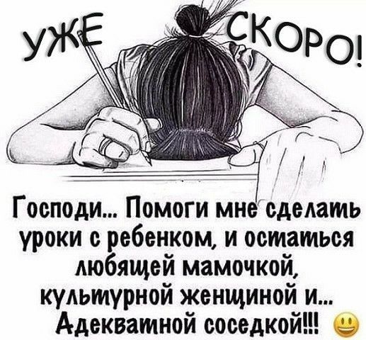 Господи Помоги мне сделать уроки с ребенком и остаться любящей мамочкой культурной женщиной и Адекватной соседкой