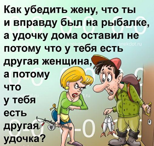 Как убедить жену что ты и вправду был на рыбалке а удочку дома оставил не потому что у тебясть