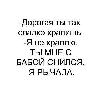 Дорогая ты так сладко храпишь Я не храппю ТЬ МНЕ С БАБОЙ СНИЛСЯ Я РЫЧАЛА