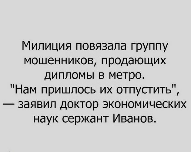 Милиция повязала группу мошенников продающих дипломы в метро Нам пришлось их отпустить заявил доктор экономических наук сержант Иванов