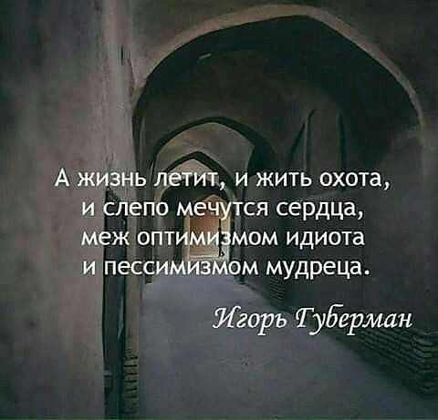 А жизнь пё т и жить охота и слепо тся сердца меж оптиёёмом идиота и пессим Мом мудреца Игорь Туберман