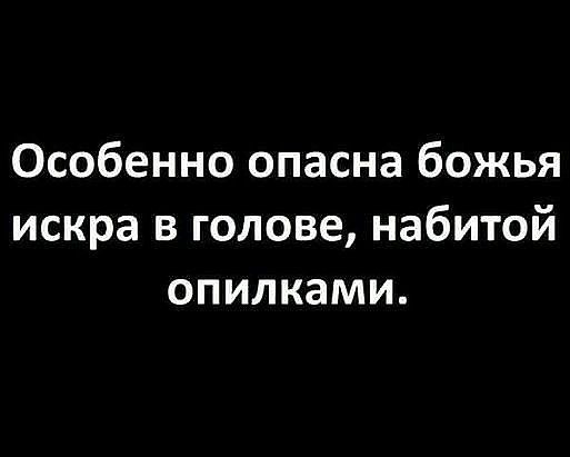 Особенно опасна божья искра в голове набитой опилками