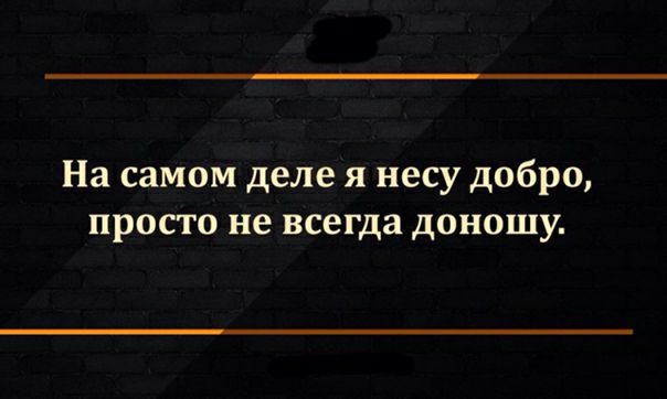 На самом деле я несу добро просто не всегда доношу