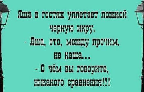 Яша в гостях уппетаот ложкой черную икру Яша это между прочим не наша о чём вы говорите никакого сравнения