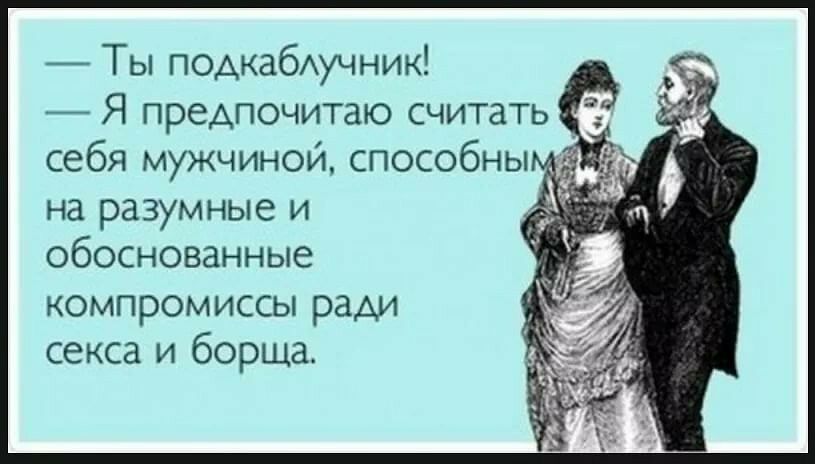 Ты подкабАучник Я предпочитаю считать себя мужчиной способны на разумные и обоснованные компромиссы ради секса и борща