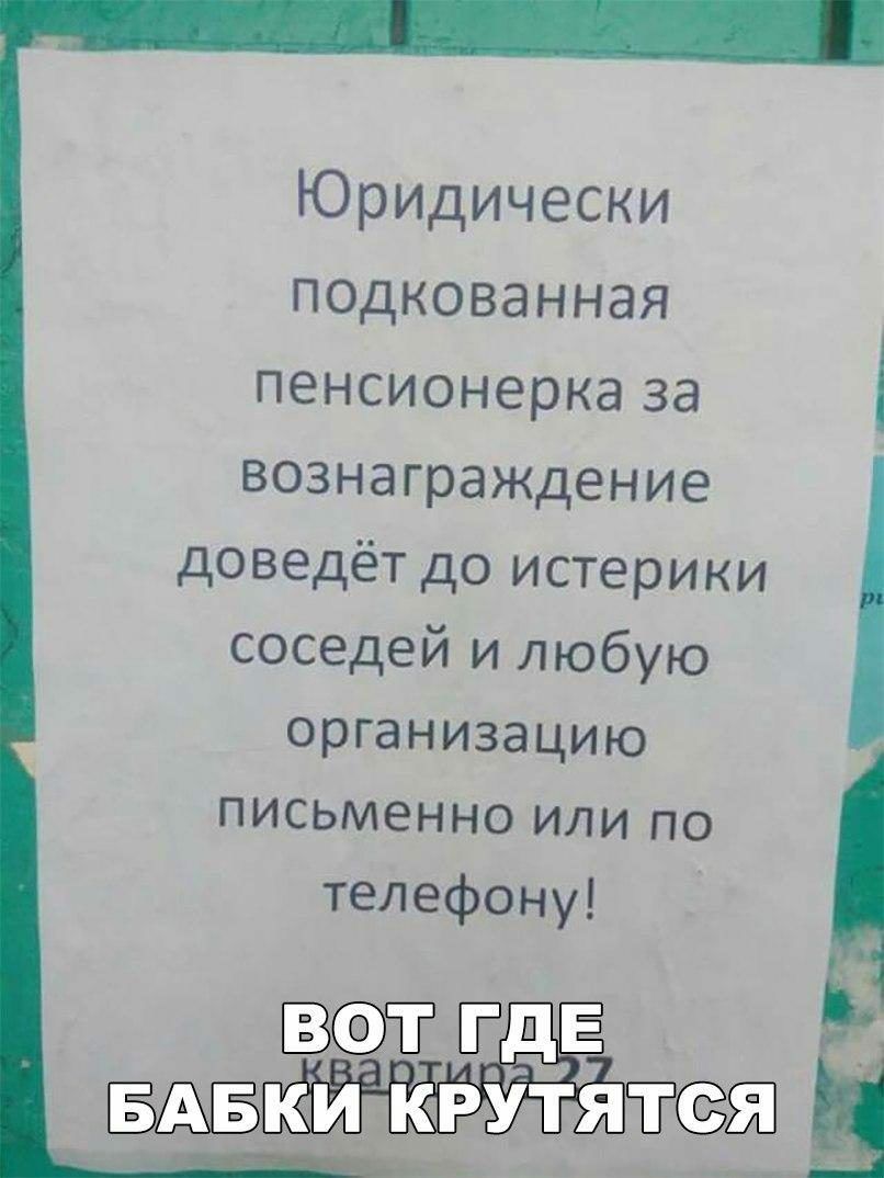 ЮрИДически подкованная пенсионерка за вознаграждение доведёт до истерики соседей и любую организацию письменно или по телефону