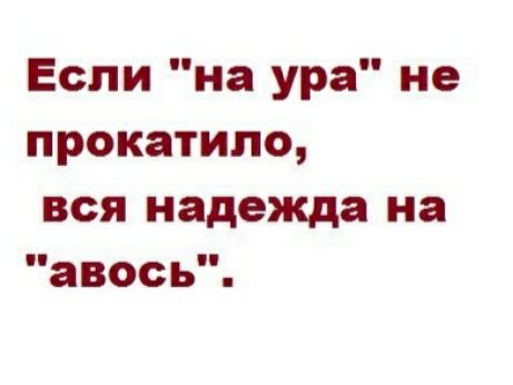 Если на ура не прокатило вся надежда на авось