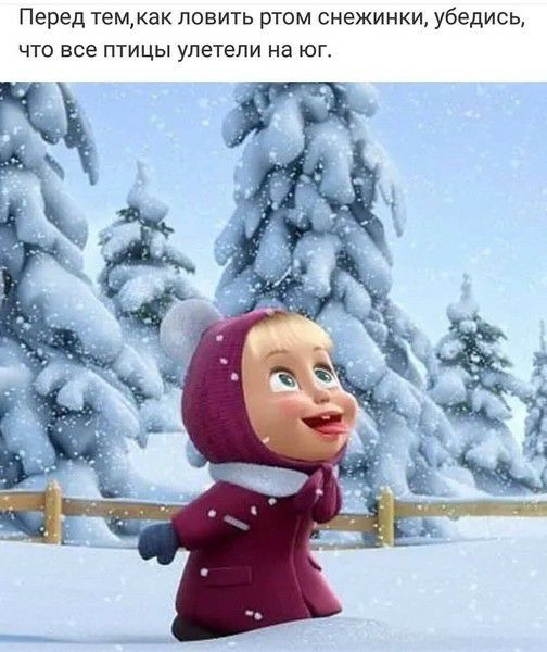 Перед тем как ловить ртом снежинки убедись что все птицы улетели на юг