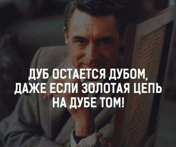 ДУБ ОСТАЕТСЯ ДУБОМ ДАЖЕ ЕСЛИ ЗОЛОТАЯ ЦЕПЬ НА ДУБЕ ТОМ
