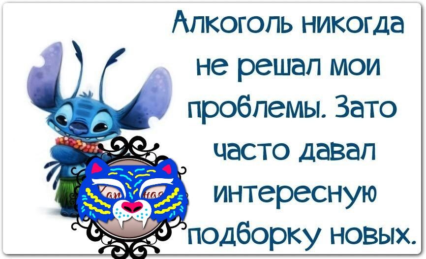 Алкоголь никогда не решал мои проблемы Зато часто давал интересную подборку новых