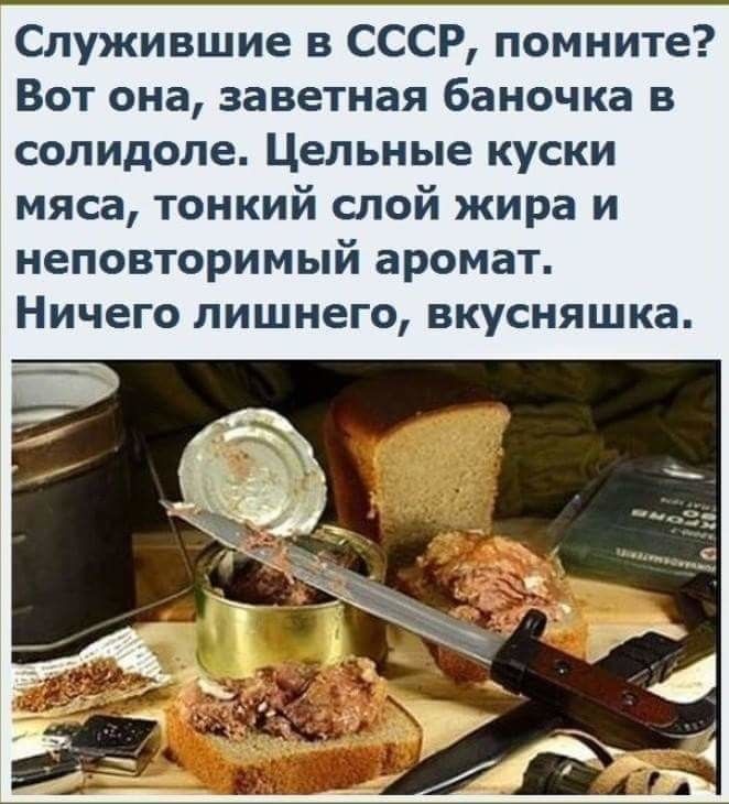 Служившие в СССР помните Вот она заветная баночка в солидоле Цельные куски мяса тонкий слой жира и неповторимый аромат Ничего лишнего вкусняшка