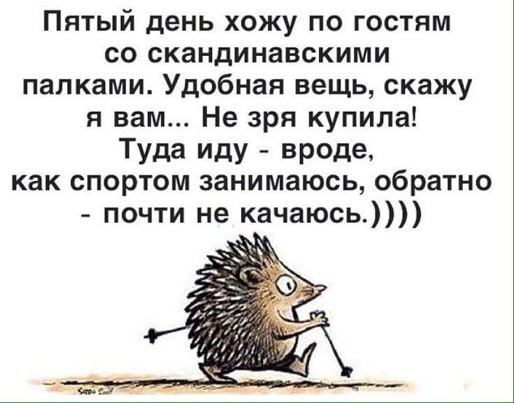 Пятый день хожу по гостям со скандинавскими палками Удобная вещь скажу я вам Не зря купила Туда иду вроде как спортом занимаюсь обратно почти не качаюсь