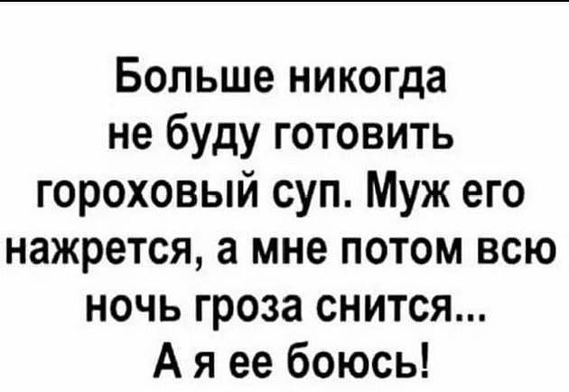 Больше никогда не буду готовить гороховый суп Муж его нажрется а мне потом всю ночь гроза снится А я ее боюсь