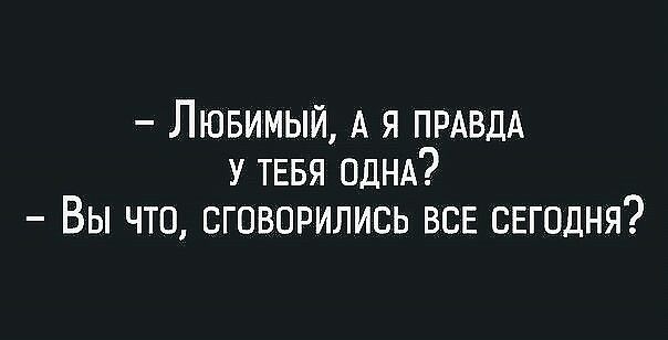 Лювимый А я ПРАВДА у ТЕБЯ ОДНА Вы что сговорились все СЕГОДНЯ