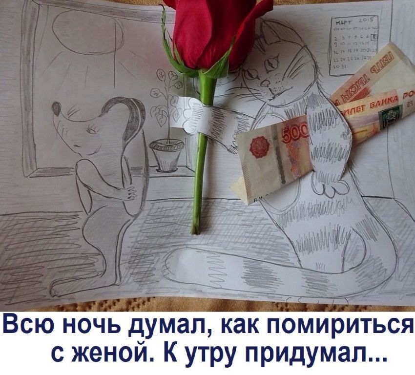 Всю ночь думал как поириться с женой К утру придумал