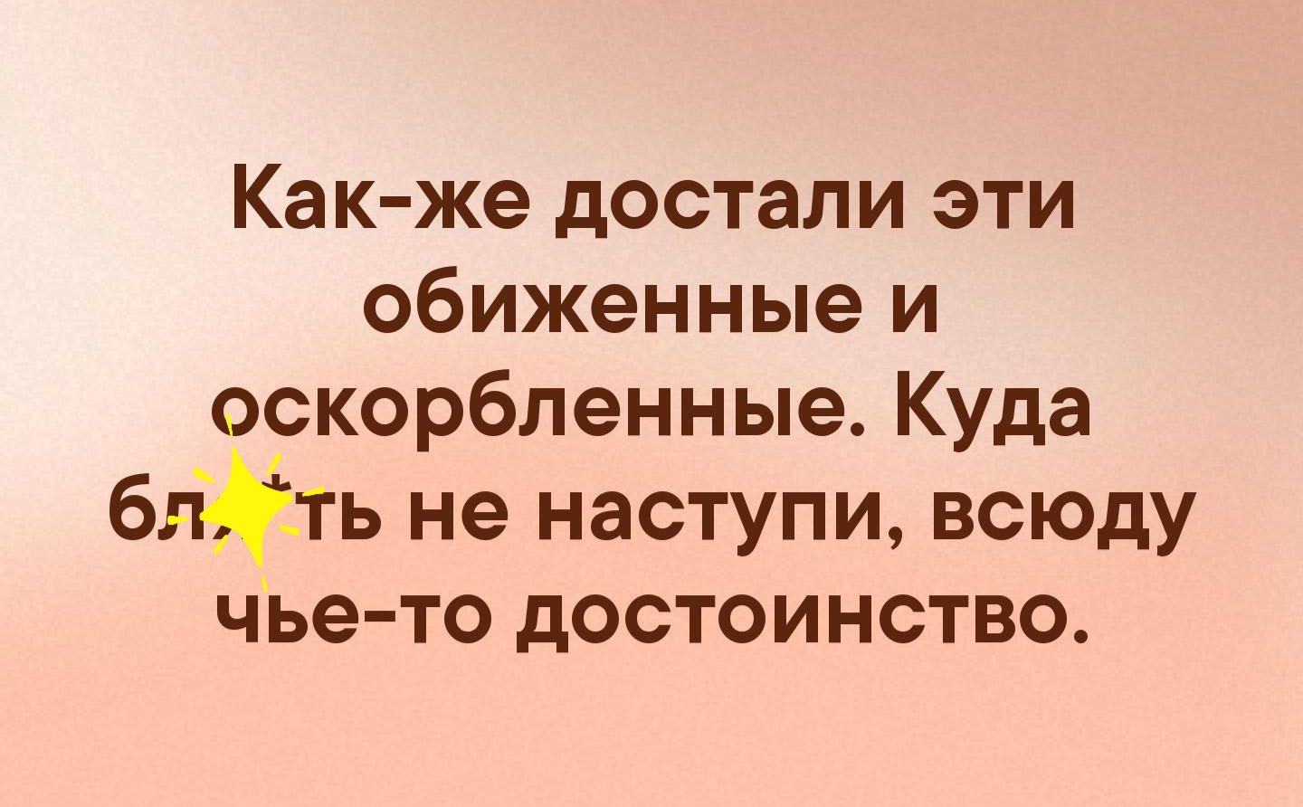 Как же достали эти обиженные и оскорбленные Куда блть не наступи всюду чье то достоинство