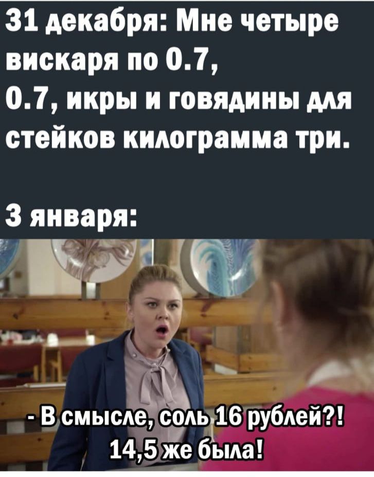 31 декабря Мне четыре вискаря по 07 07 икры и говядины мя етейков килограмма три Зянваря Нг дид _ 35 1 В смысле со АЬ 16 рубдей 5 же быда