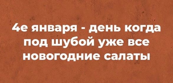 4е января день когда под шубой уже все новогодние салаты