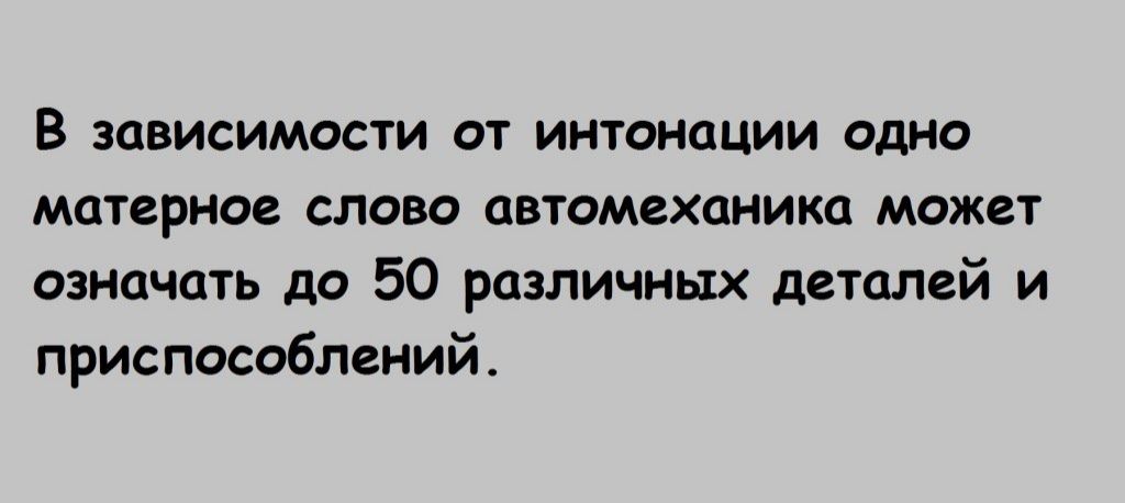 В зависимости от интонации одно матерное слово автомеханика может означать до 50 различных деталей и приспособлений