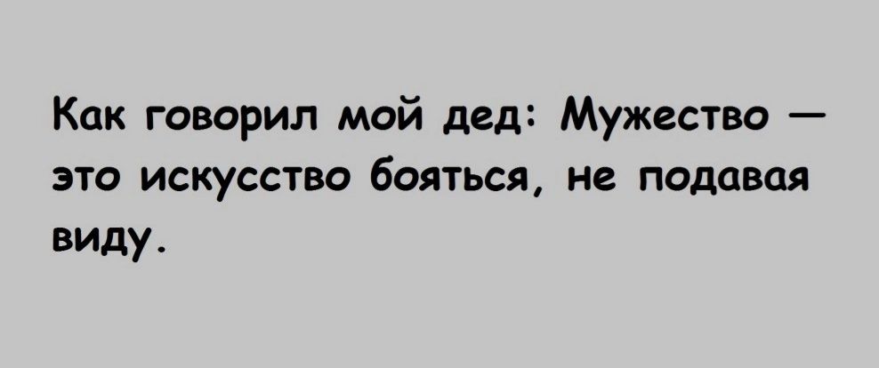 Как говорил мой дед Мужество ВТО ИСКУССТВО бояться не подавая виду