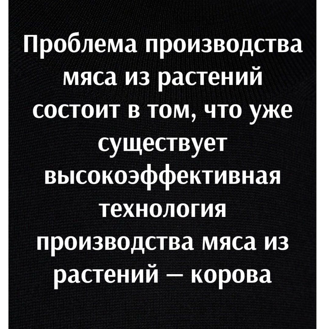 Проблема производства мяса из растений состоит в том что уже существует высокоэффективная технология производства мяса из растений корова