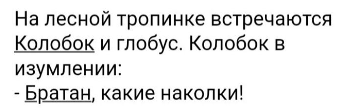 На лесной тропинке встречаются Колобок и глобус Колобок в изумлении Братан какие наколки